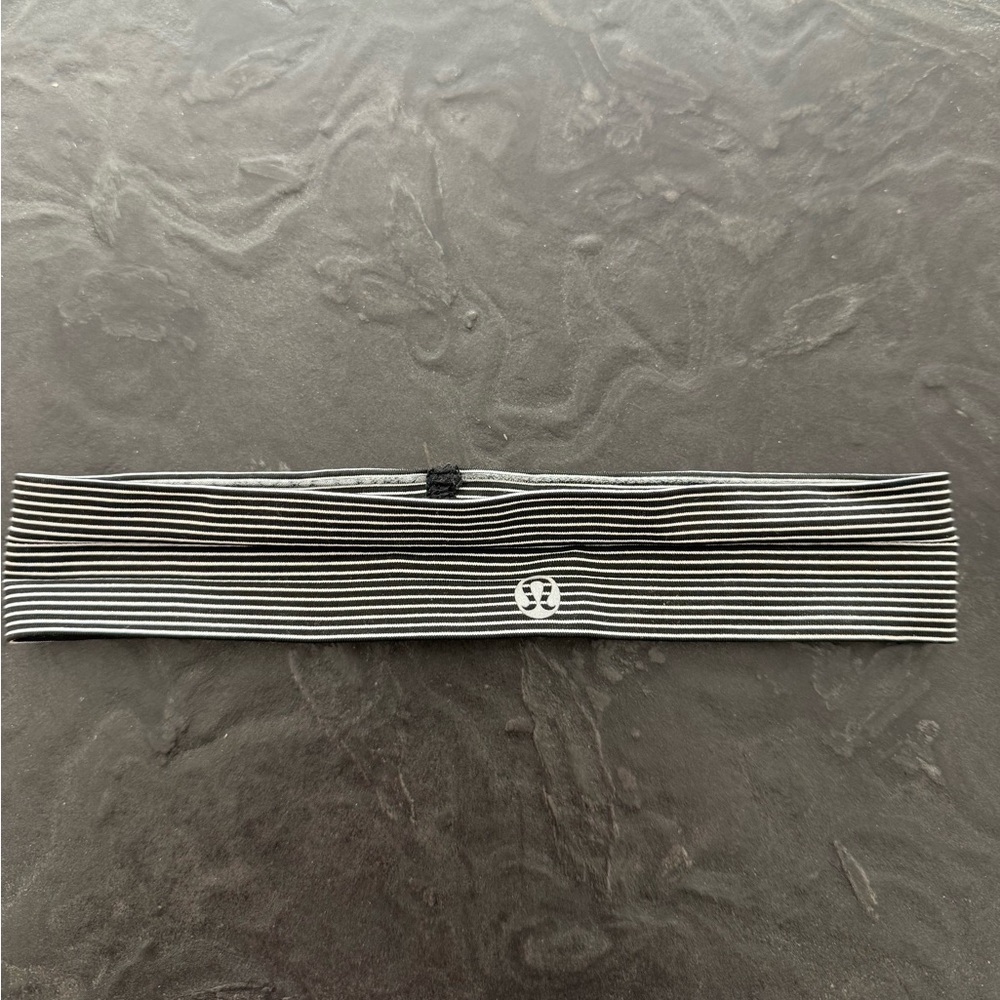 lululemon Black and White Striped Headband